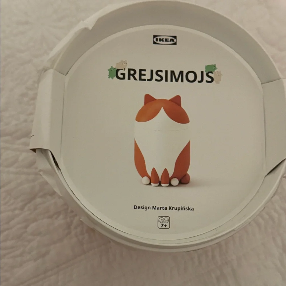 IKEA GREJSIMOJS Orange and White Cat Storage Container